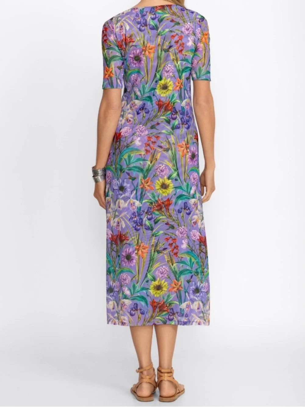 Johnny Was Lavender Floral Maxi Dress with Multicolor Botanical Print - Picture 4 of 11